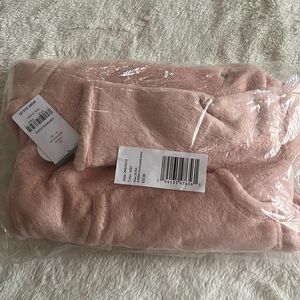 Soft fleece jacket and stripe leggings